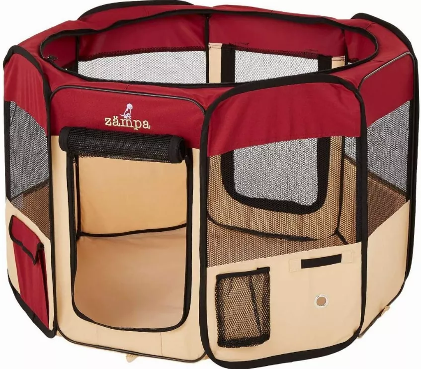 Zampa Portable Foldable Pet playpen Exercise Pen Kennel + Carrying Case